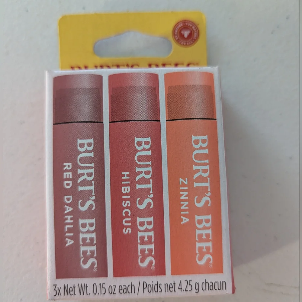 Burt's Bees 3-Pack Lip Balm Trio — Red Dahlia, Hibiscus, Zinnia